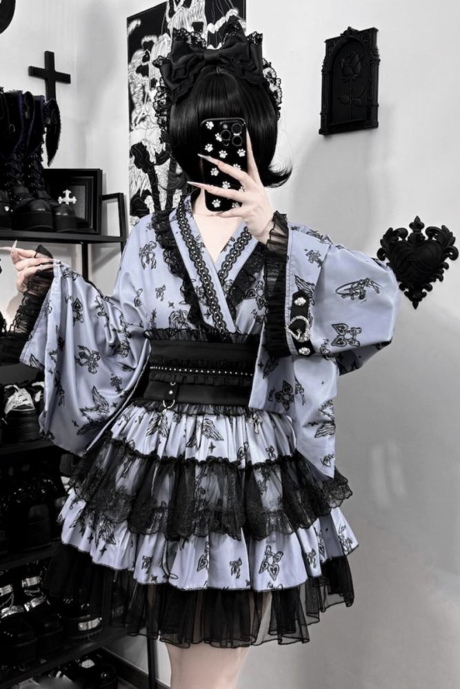 Ginga U ~Sewing Puppet~ Japanese Yukata Jirai Kei Top and Skirt