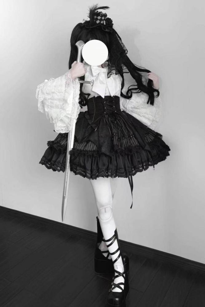 Twilight Song Fishbone Gothic Lolita Girdle Skirt and Blouse