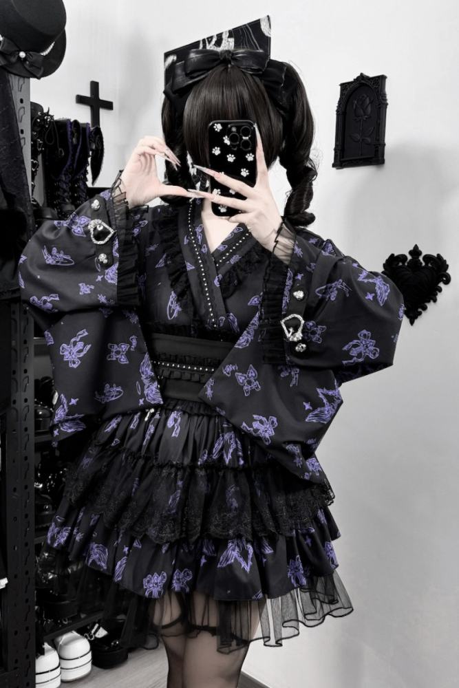 Ginga U ~Sewing Puppet~ Japanese Yukata Jirai Kei Top and Skirt