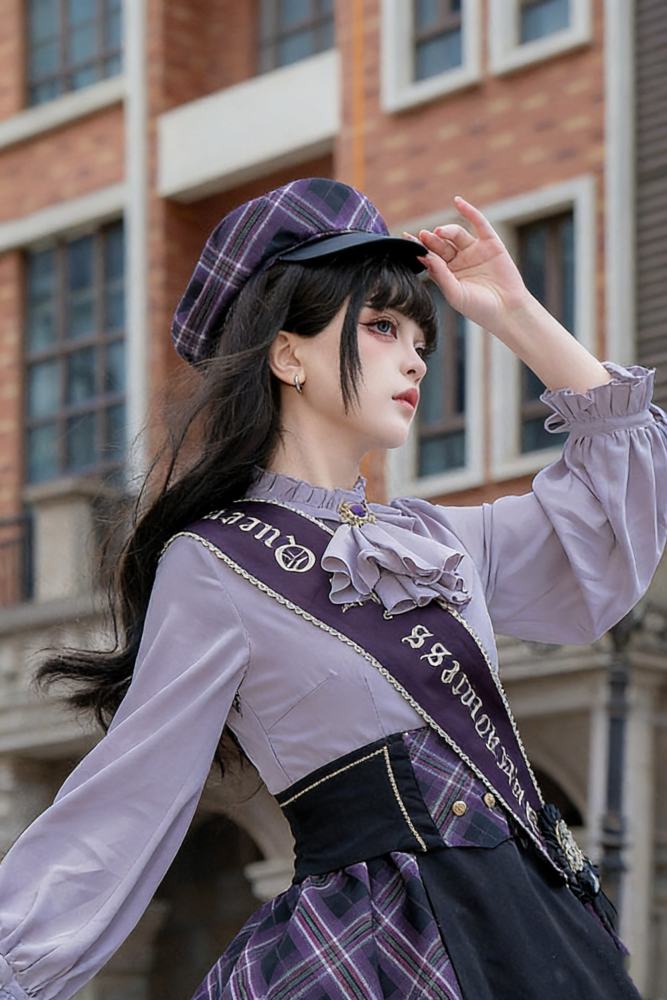 Queen's Game Ouji Lolita Blouse, Cape, Short Pants Pink Yellow Blue