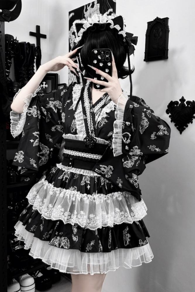 Ginga U ~Sewing Puppet~ Japanese Yukata Jirai Kei Top and Skirt
