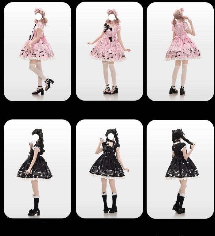 True Color ~Musical Notes~ Sweet Lolita Prints OP 6 Colors