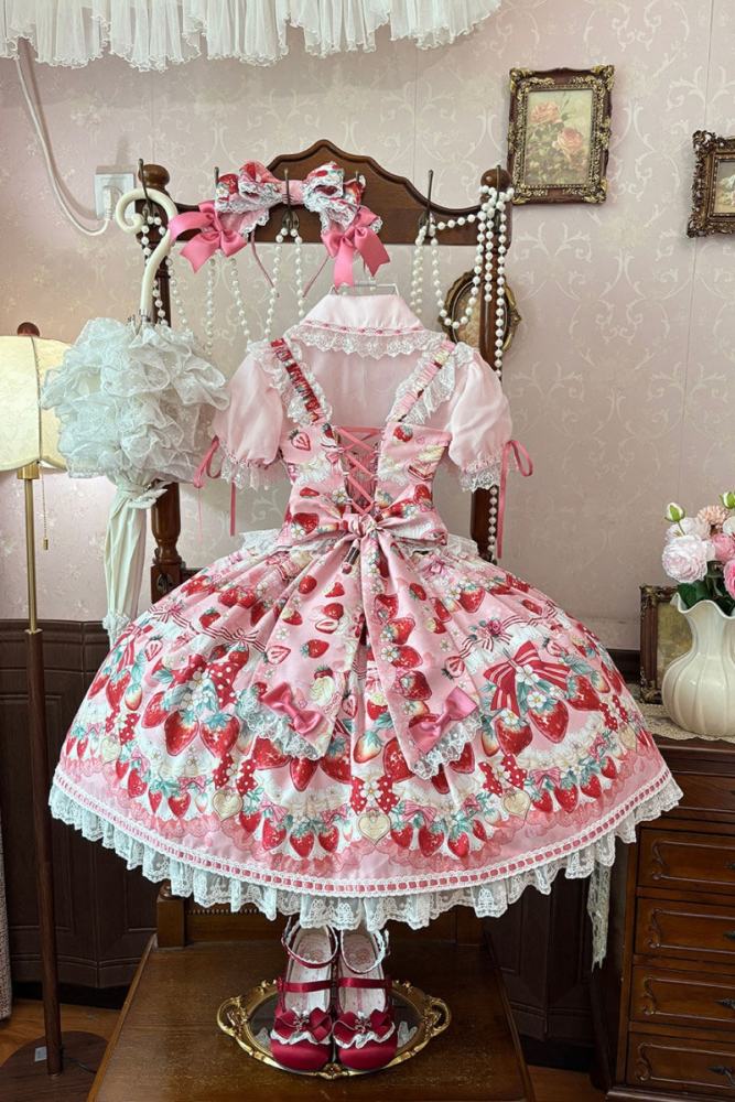 Antique Doll ~Strawberry Cream Bouquet~ Lolita JSK and Blouse
