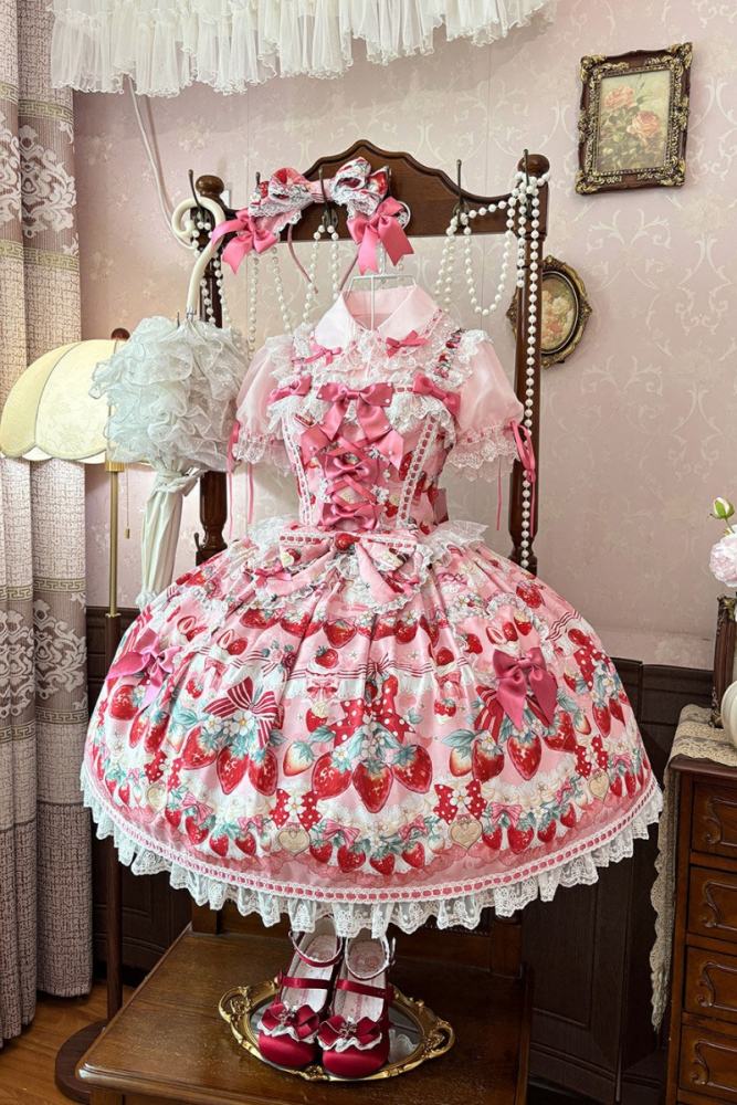 Antique Doll ~Strawberry Cream Bouquet~ Lolita JSK and Blouse