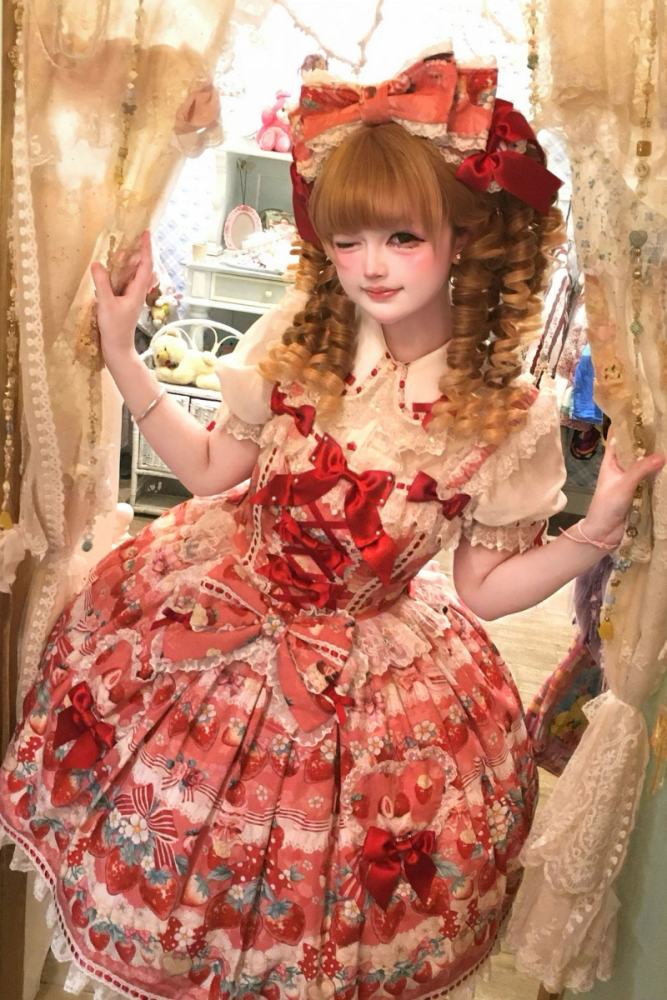 Antique Doll ~Strawberry Cream Bouquet~ Lolita JSK and Blouse