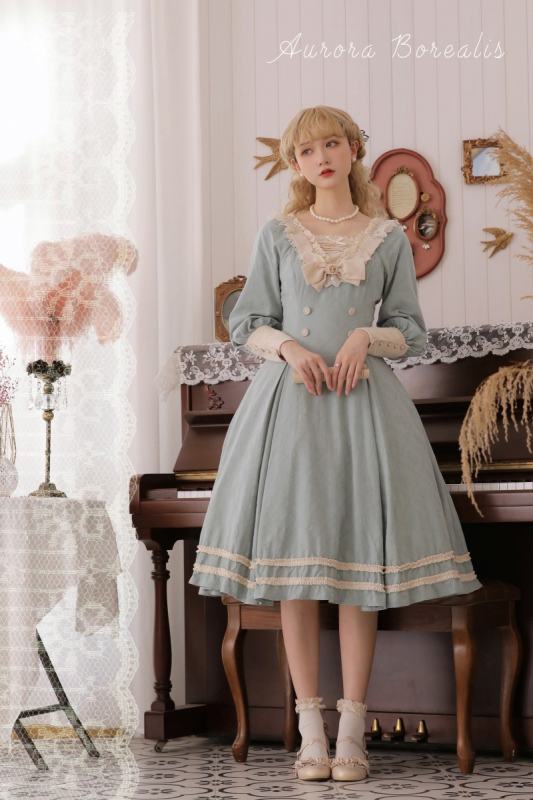Rose Waltz by Aurora Borealis Elegant Lolita Long Sleeves OP - Ready Made
