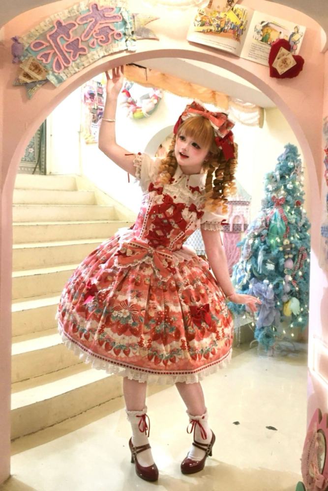 Antique Doll ~Strawberry Cream Bouquet~ Lolita JSK and Blouse