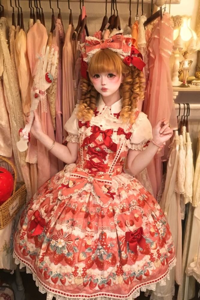 Antique Doll ~Strawberry Cream Bouquet~ Lolita JSK and Blouse