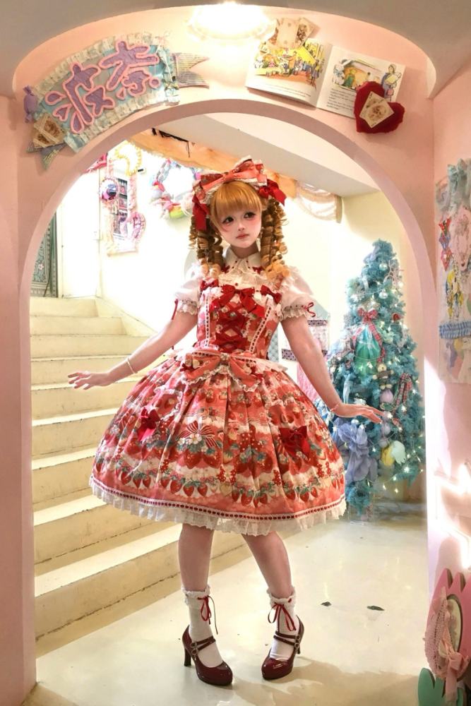 Antique Doll ~Strawberry Cream Bouquet~ Lolita JSK and Blouse