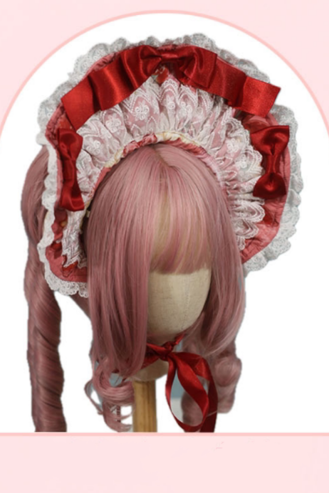 Antique Doll ~Strawberry Cream Bouquet~ Lolita Headbow and Bonnet