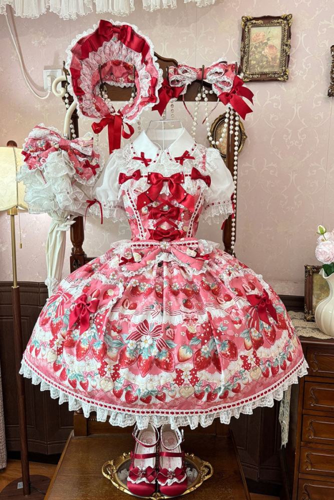 Antique Doll ~Strawberry Cream Bouquet~ Lolita JSK and Blouse