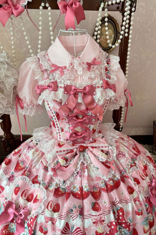 Antique Doll ~Strawberry Cream Bouquet~ Lolita JSK and Blouse