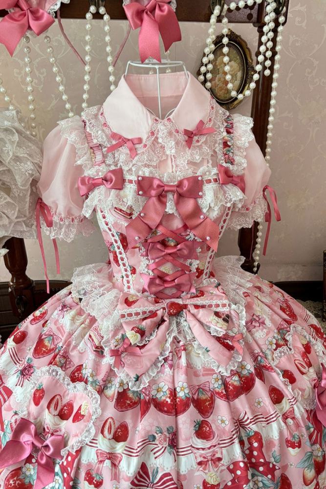 Antique Doll ~Strawberry Cream Bouquet~ Lolita JSK and Blouse