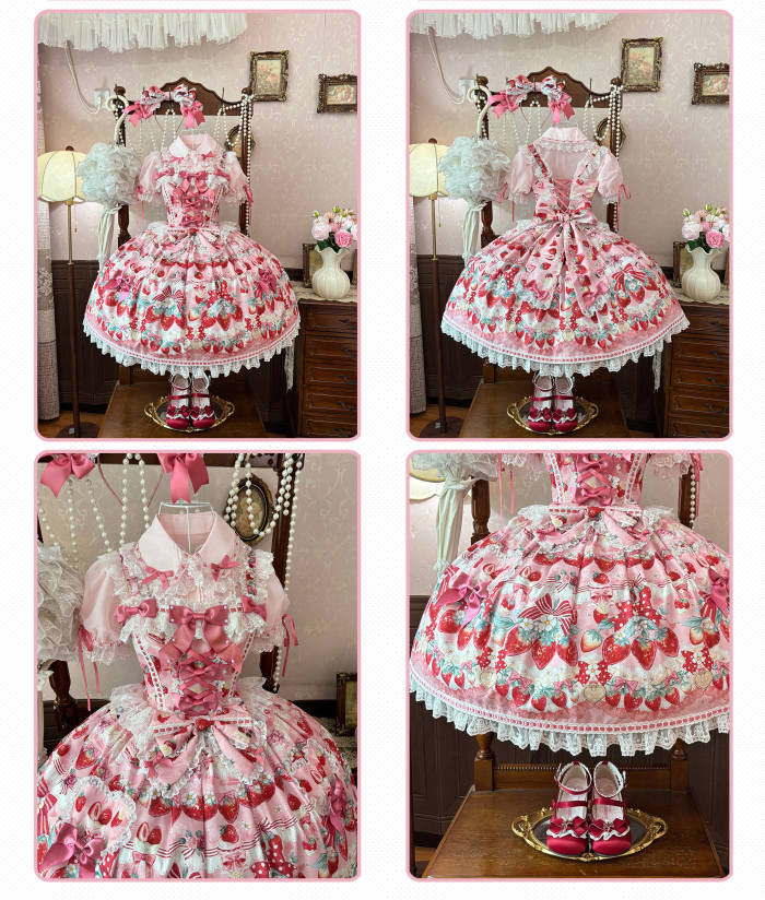 Antique Doll ~Strawberry Cream Bouquet~ Lolita JSK and Blouse