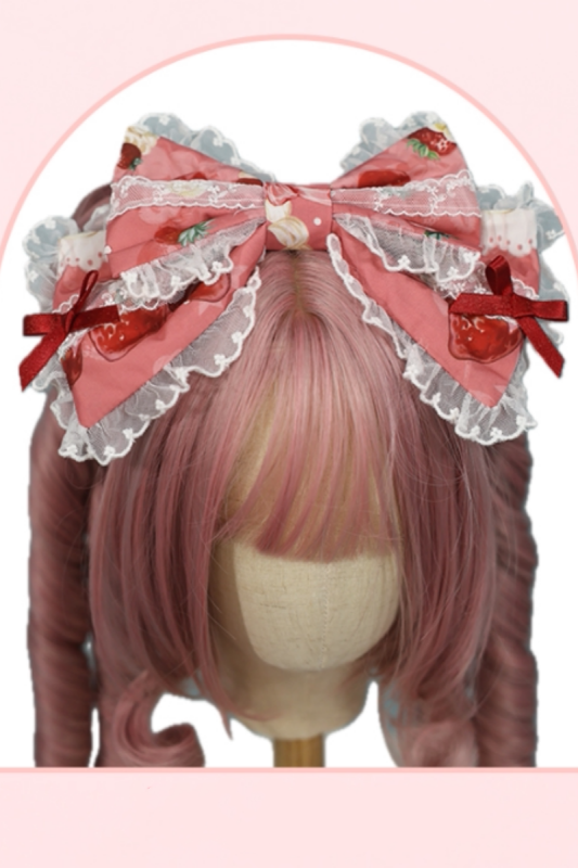 Antique Doll ~Strawberry Cream Bouquet~ Lolita Headbow and Bonnet