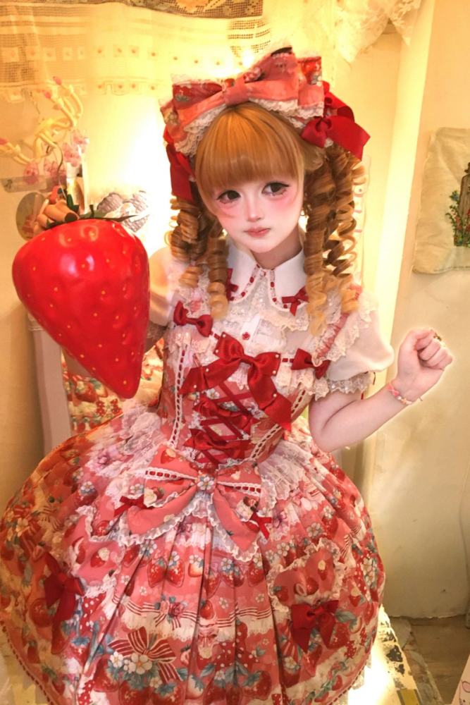 Antique Doll ~Strawberry Cream Bouquet~ Lolita Headbow and Bonnet