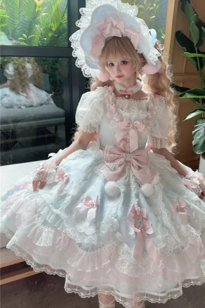 Elpress L Christmas H Hime Lolita Dress, Bonnet and Wristcuffs