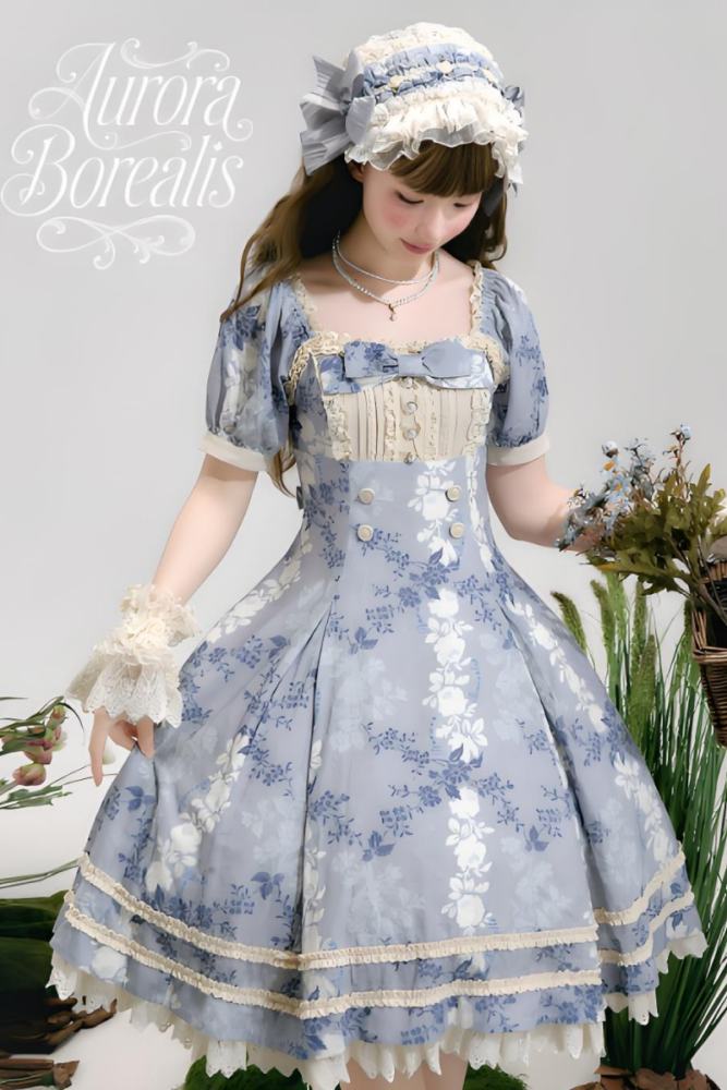 Aurora Borealis ~Wait for the Flowers to Bloom~ Printed Lolita OP and JSK