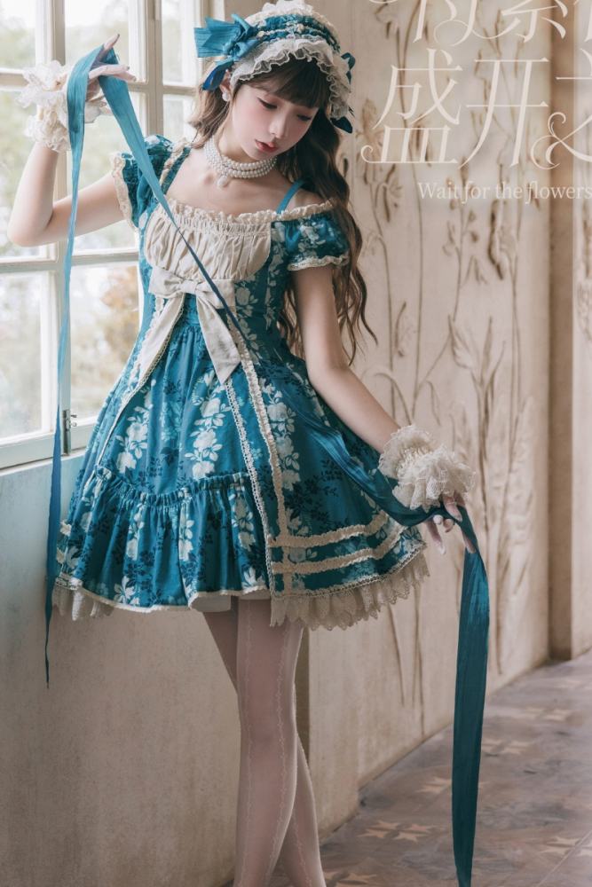 Aurora Borealis ~Wait for the Flowers to Bloom~ Printed Lolita OP and JSK
