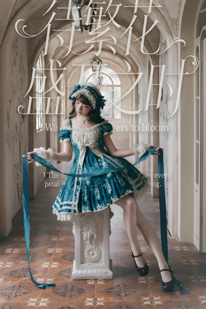 Aurora Borealis ~Wait for the Flowers to Bloom~ Printed Lolita OP and JSK