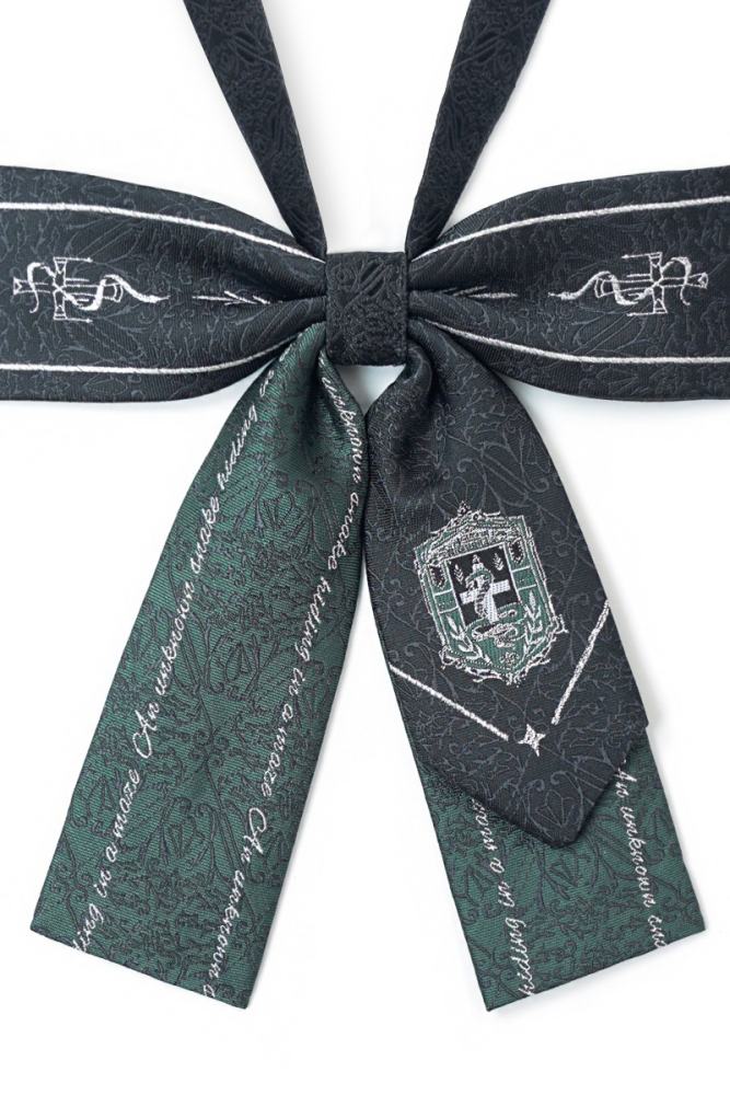 Pooting Bear Harry Potter Slytherin Green Bow Tie and Badge