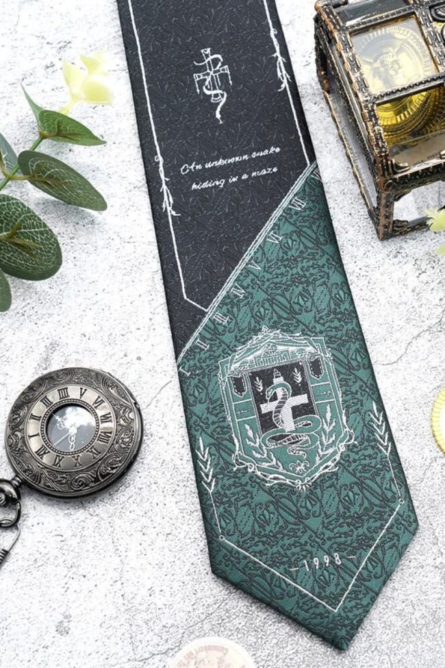 Pooting Bear Harry Potter Slytherin Green Bow Tie and Badge