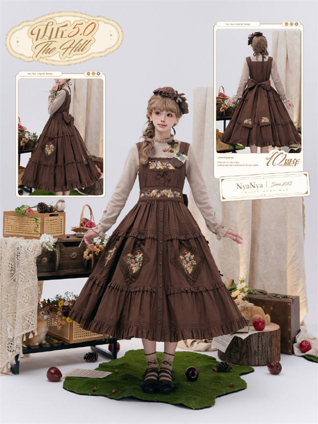 NyaNya Lolita Strawberry on the Hill Embroidery Lolita JSK 6 Colors