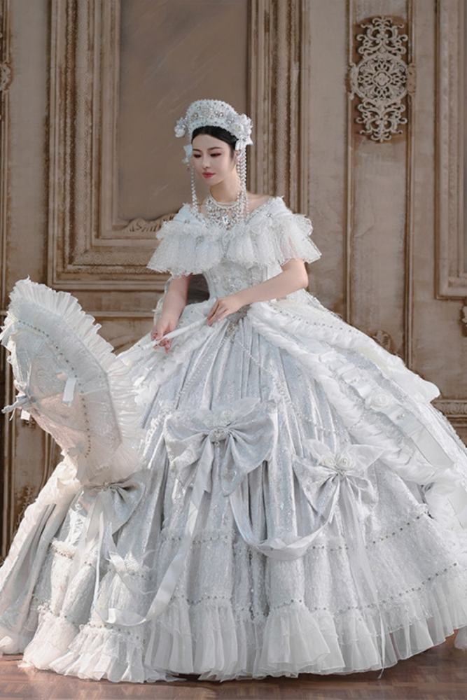 (BFM) Moonlit Rose Gorgeous Lolita Headdress Bag and Petticoat