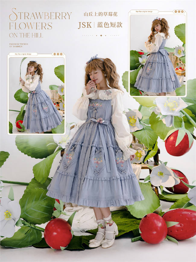 NyaNya Lolita Strawberry on the Hill Embroidery Lolita JSK 6 Colors