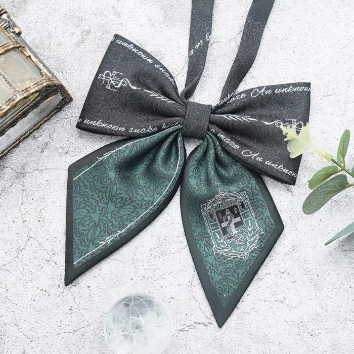Pooting Bear Harry Potter Slytherin Green Bow Tie and Badge