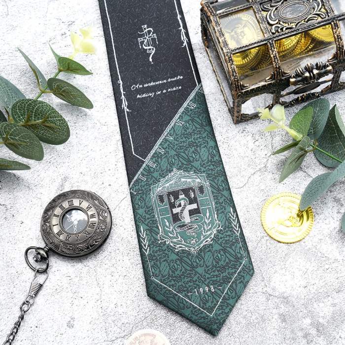 Pooting Bear Harry Potter Slytherin Green Bow Tie and Badge
