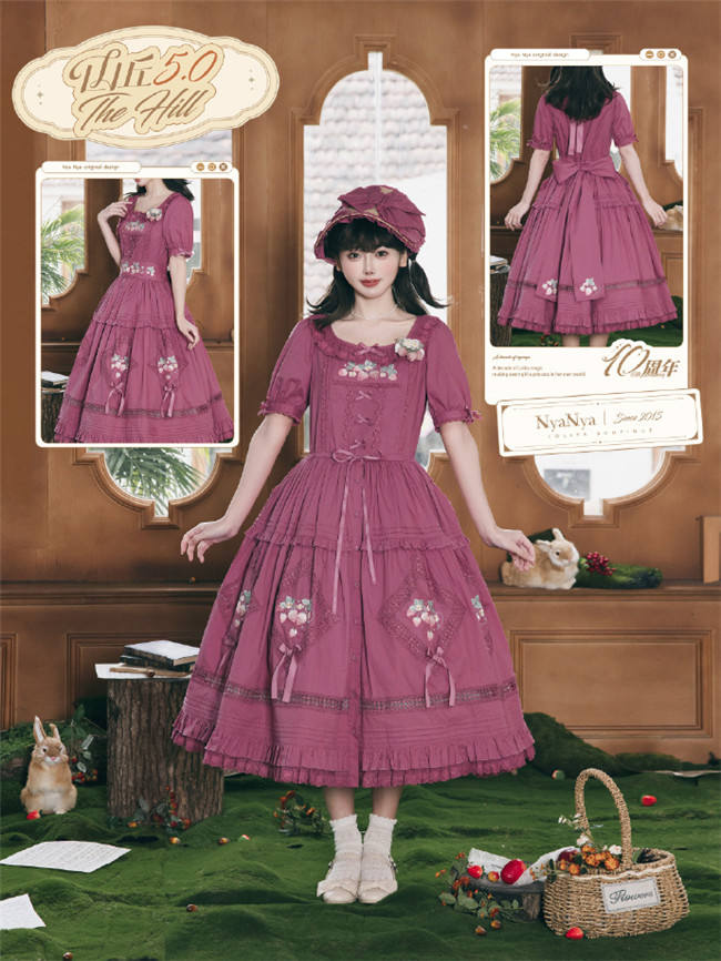 NyaNya Lolita Strawberry on the Hill Embroidery Lolita JSK 6 Colors