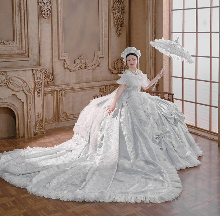 (BFM) Moonlit Rose Gorgeous Wedding Formal Dress Custom-Tailor