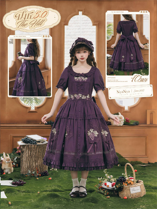 NyaNya Lolita Strawberry on the Hill Embroidery Lolita JSK 6 Colors