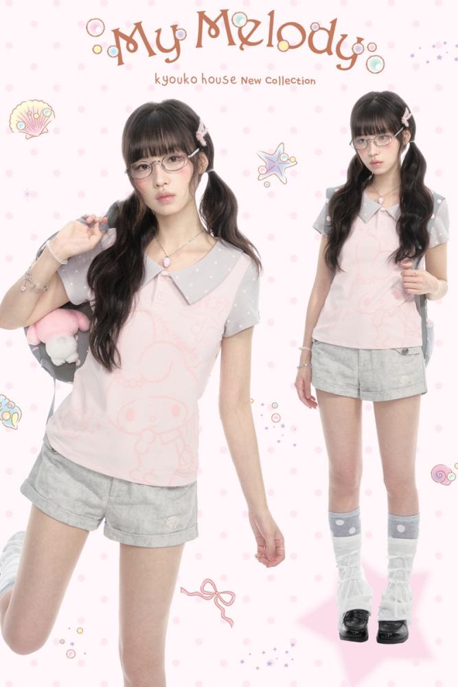 Kyouko and Sanrio Collaborated My Melody Patchwork Shirt and Shorts
