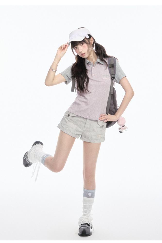 Kyouko and Sanrio Collaborated My Melody Striped Polo Shirt and Shorts