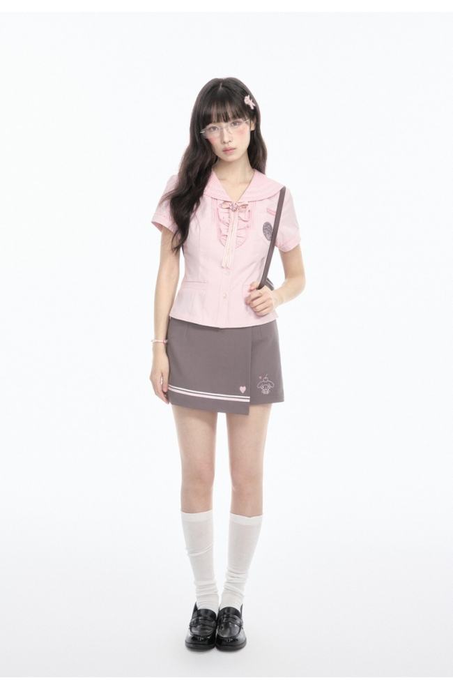 Kyouko and Sanrio Collaborated My Melody Sailor Collar Top and Skirt