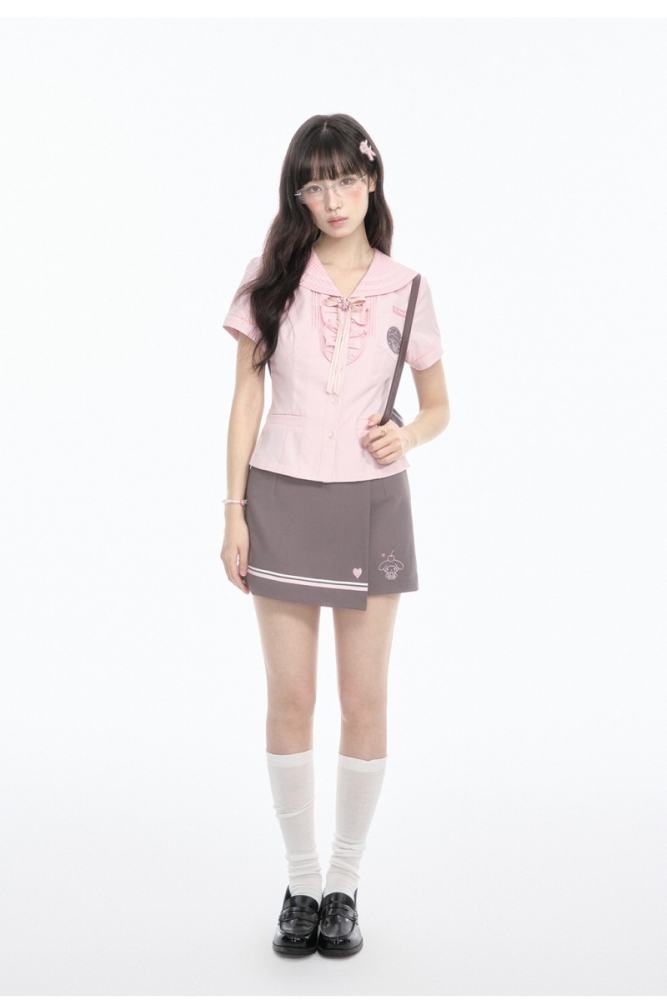 Kyouko and Sanrio Collaborated My Melody Sailor Collar Top and Skirt