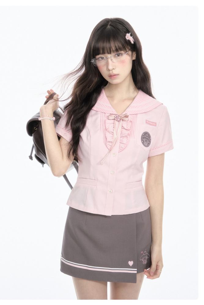 Kyouko and Sanrio Collaborated My Melody Sailor Collar Top and Skirt