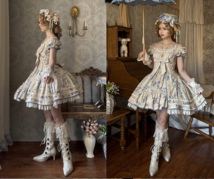 Aurora Borealis ~Wait for the Flowers to Bloom~ Printed Lolita OP and JSK
