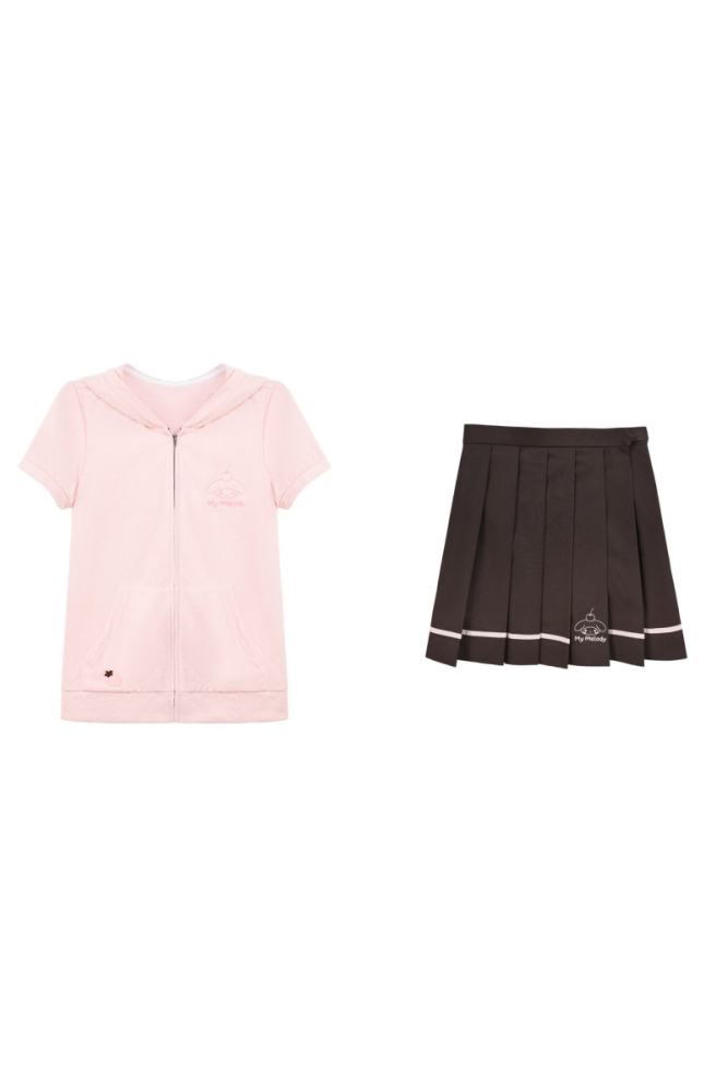 Kyouko and Sanrio Collaborated My Melody Short‑Sleeved Hoodie and Skirt