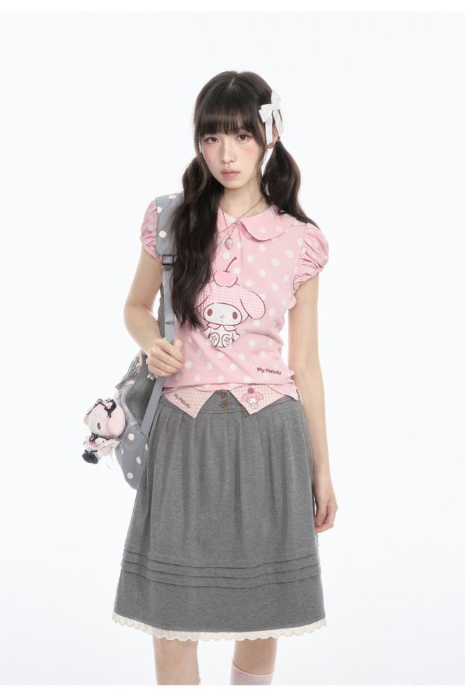 Kyouko and Sanrio Collaborated My Melody Polka Dot Top and Skirt
