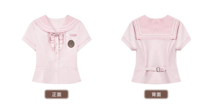 Kyouko and Sanrio Collaborated My Melody Sailor Collar Top and Skirt