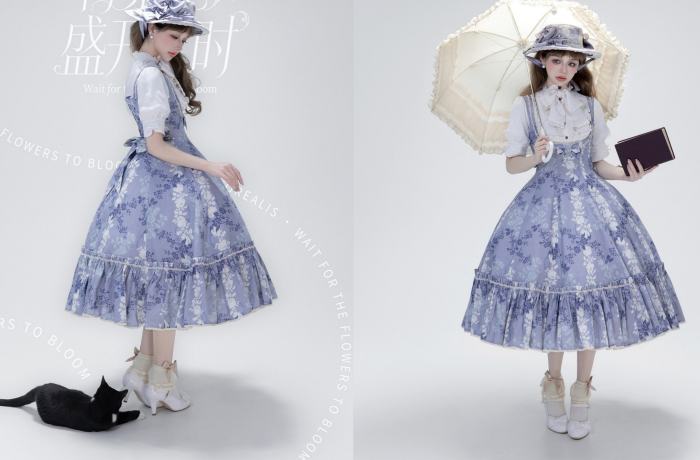 Aurora Borealis ~Wait for the Flowers to Bloom~ Printed Lolita OP and JSK