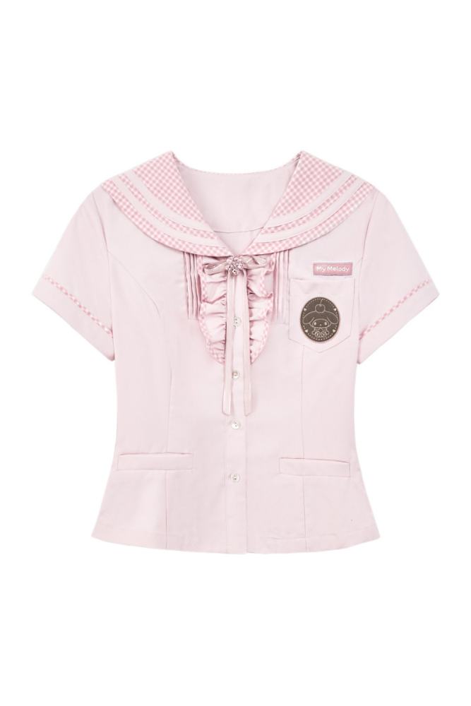 Kyouko and Sanrio Collaborated My Melody Sailor Collar Top and Skirt