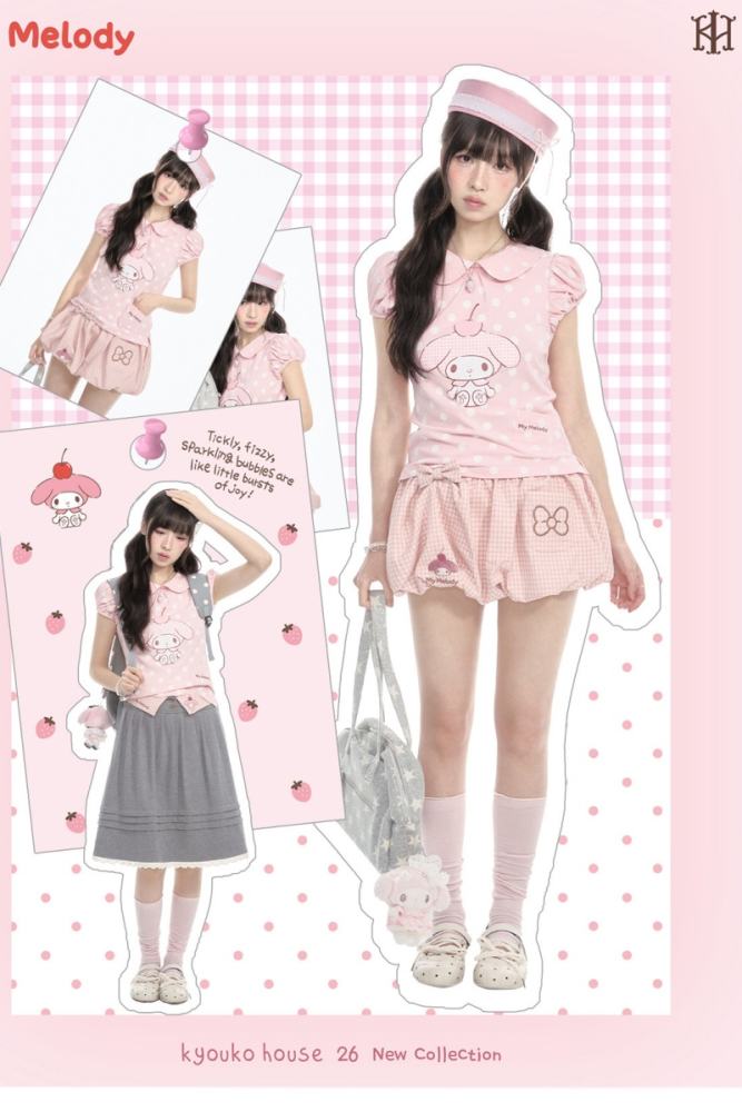 Kyouko and Sanrio Collaborated My Melody Polka Dot Top and Skirt
