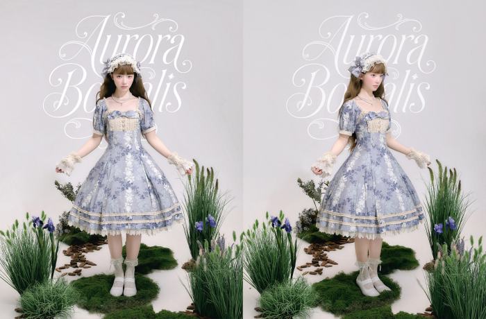 Aurora Borealis ~Wait for the Flowers to Bloom~ Printed Lolita OP and JSK