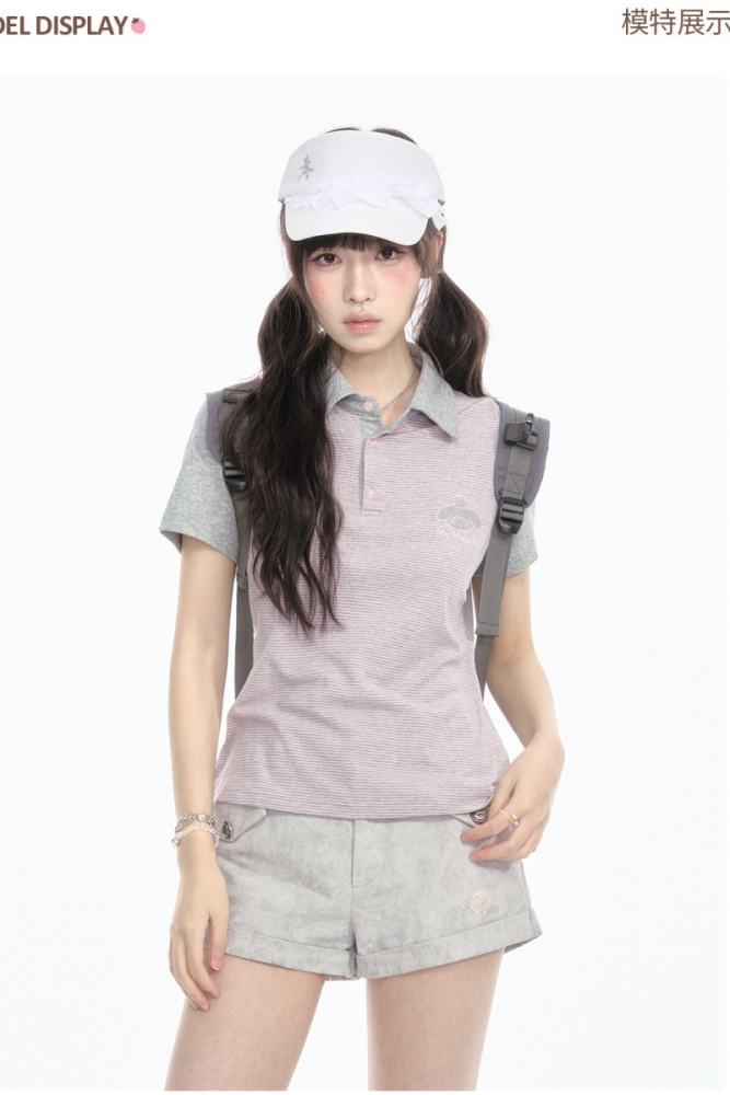Kyouko and Sanrio Collaborated My Melody Striped Polo Shirt and Shorts