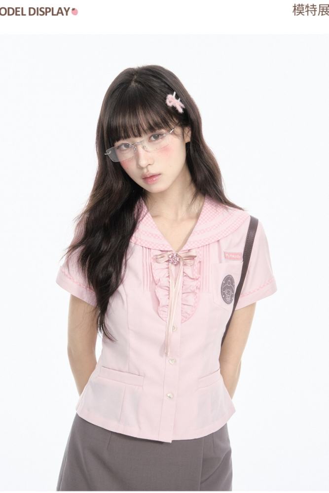 Kyouko and Sanrio Collaborated My Melody Sailor Collar Top and Skirt