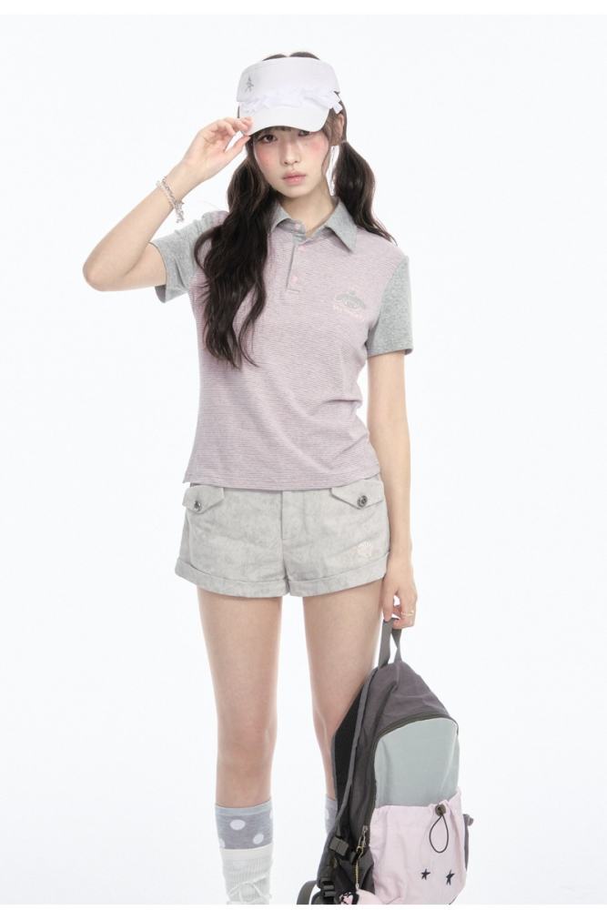 Kyouko and Sanrio Collaborated My Melody Striped Polo Shirt and Shorts